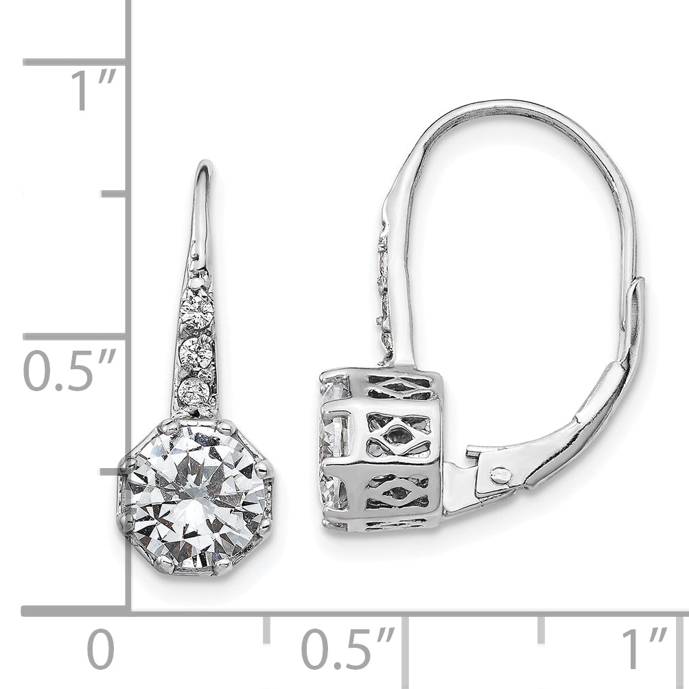 Cheryl 925 Sterling Silver Rhodium-Plated CZ Leverback Dangle Earrings Gift-Ready