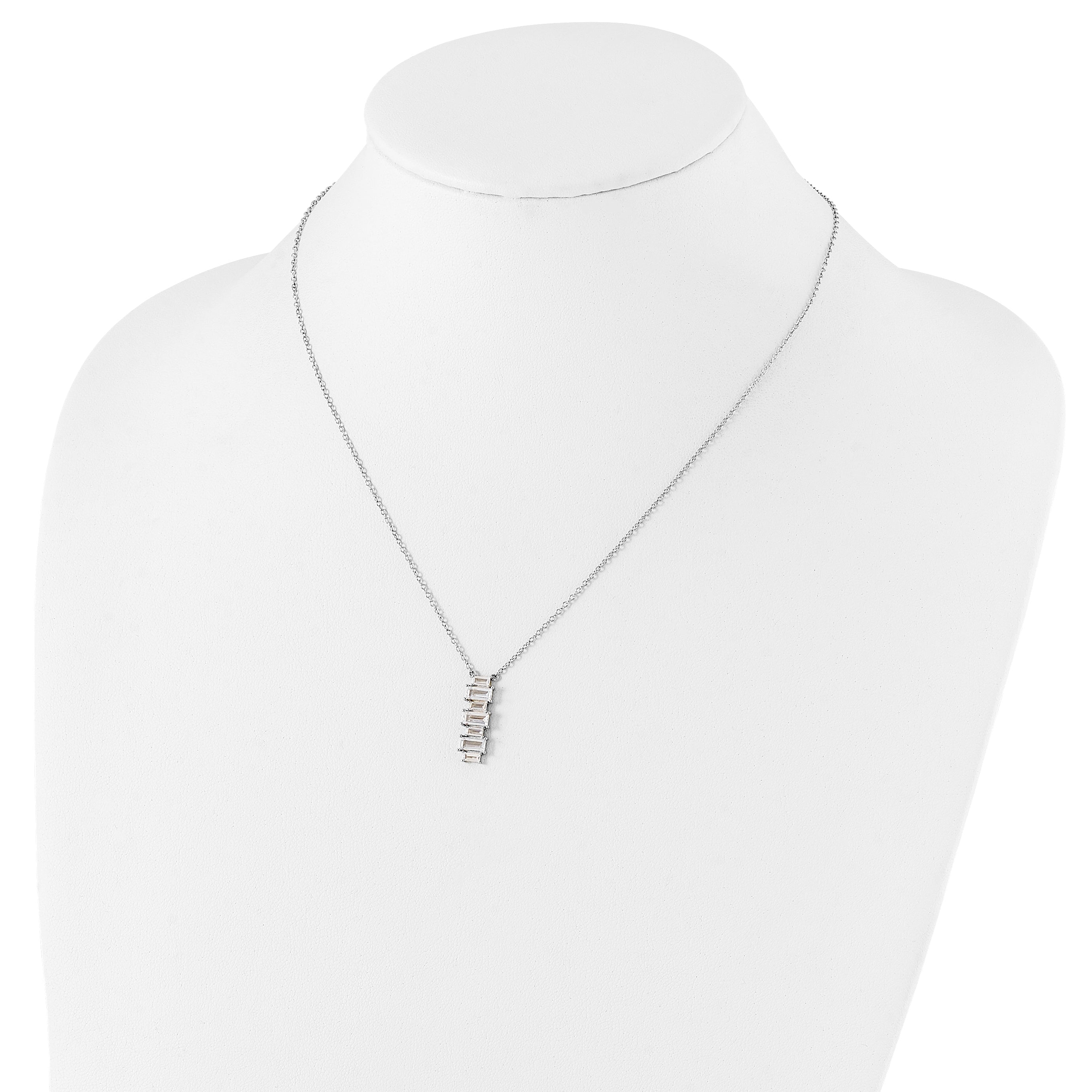 Sophia Jewelers 925 Sterling Silver CZ Vertical Bar Necklace with Polished Finish