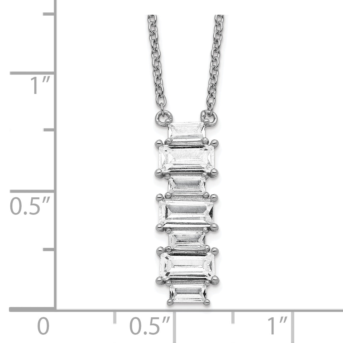 Sophia Jewelers 925 Sterling Silver CZ Vertical Bar Necklace with Polished Finish Secondary image
