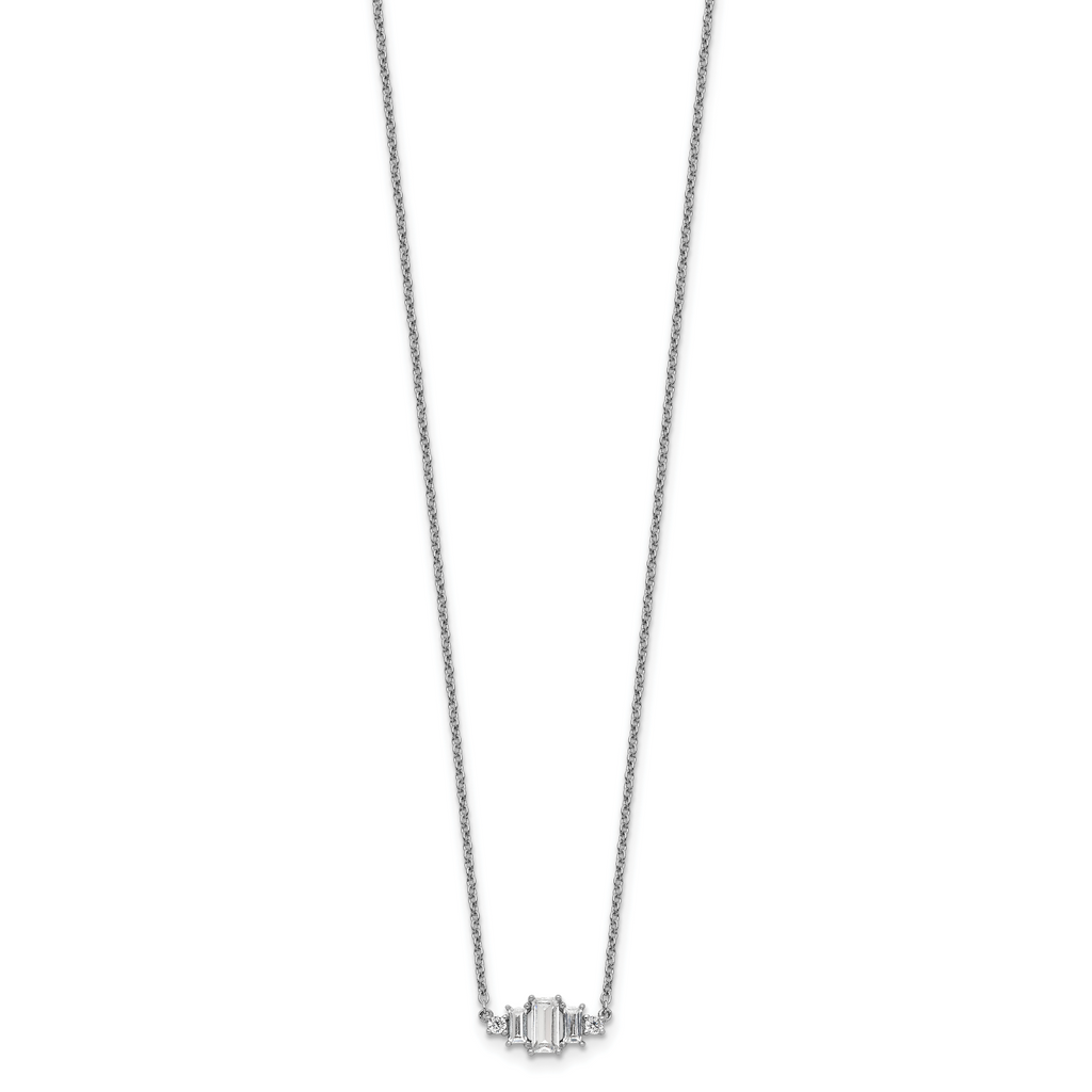 Cheryl Sterling Silver Rhodium-Plated CZ Elegant Necklace 18 Inch