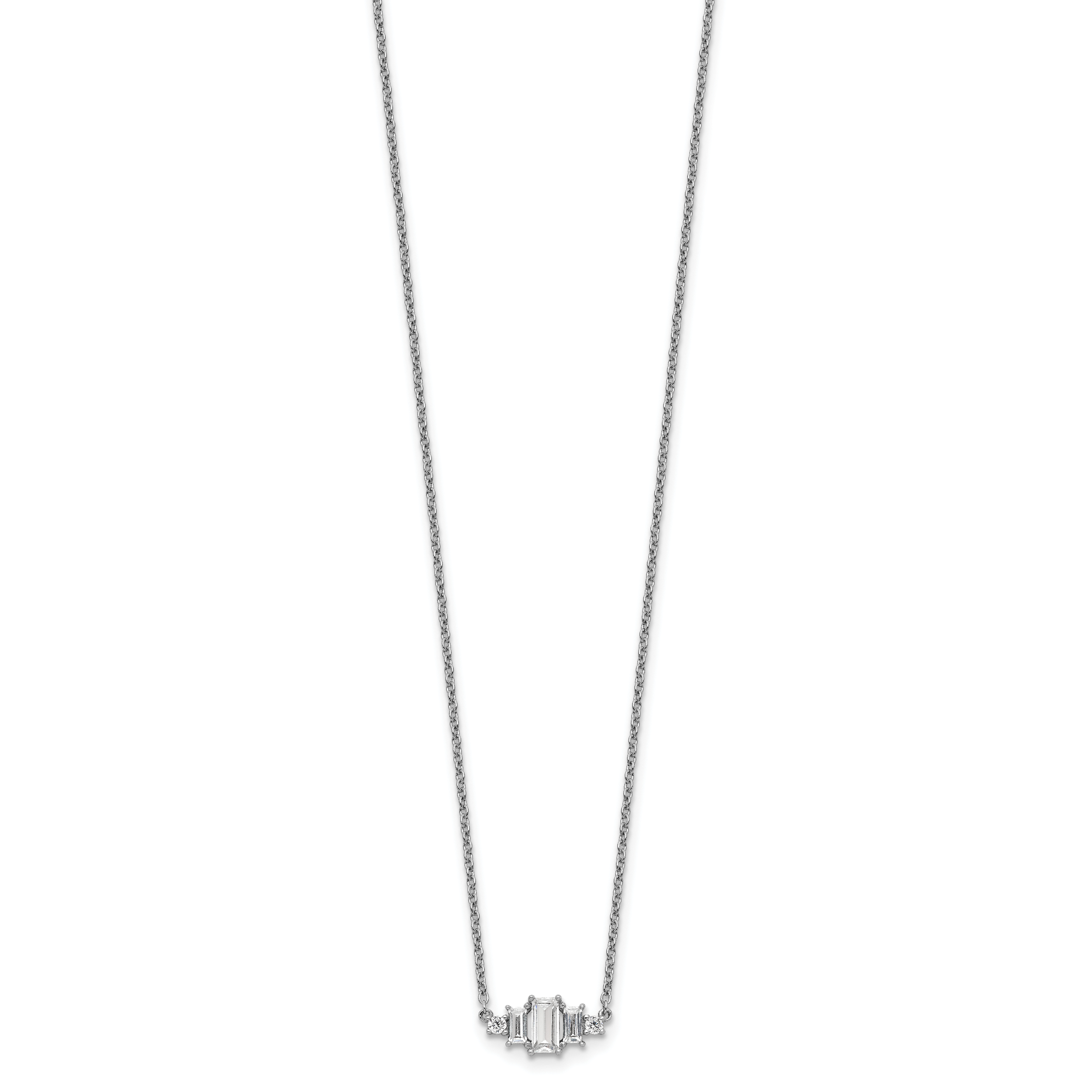 Cheryl Sterling Silver Rhodium-Plated CZ Elegant Necklace 18 Inch