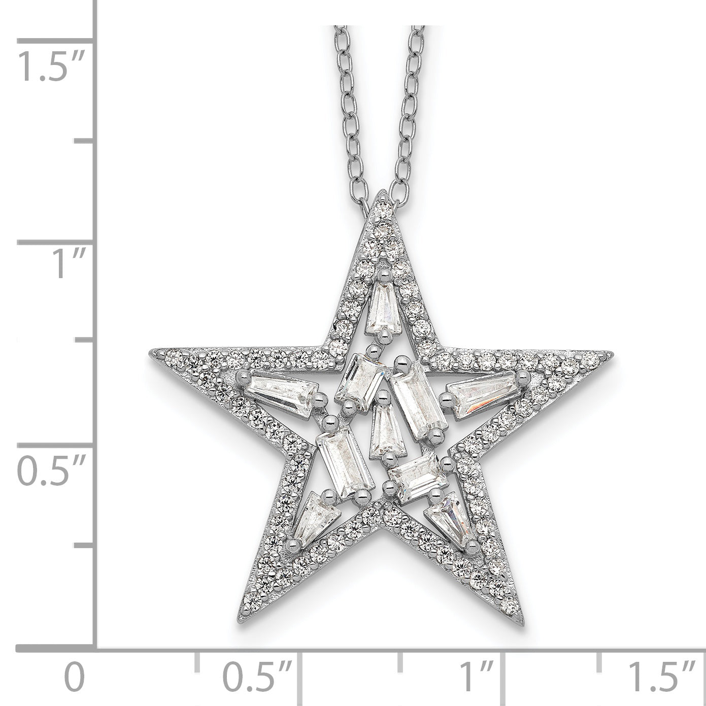 Sterling Silver CZ Star Necklace with Rhodium Finish  Elegant Gift Ready