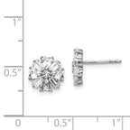 Sterling Silver Rhodium-Plated CZ Cluster Post Earrings with Emerald-Cut & Round Stones