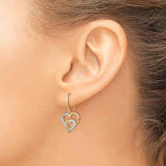 Cheryl M Sterling Silver Gold-plated Brilliant-cut CZ Heart Dangle Earrings