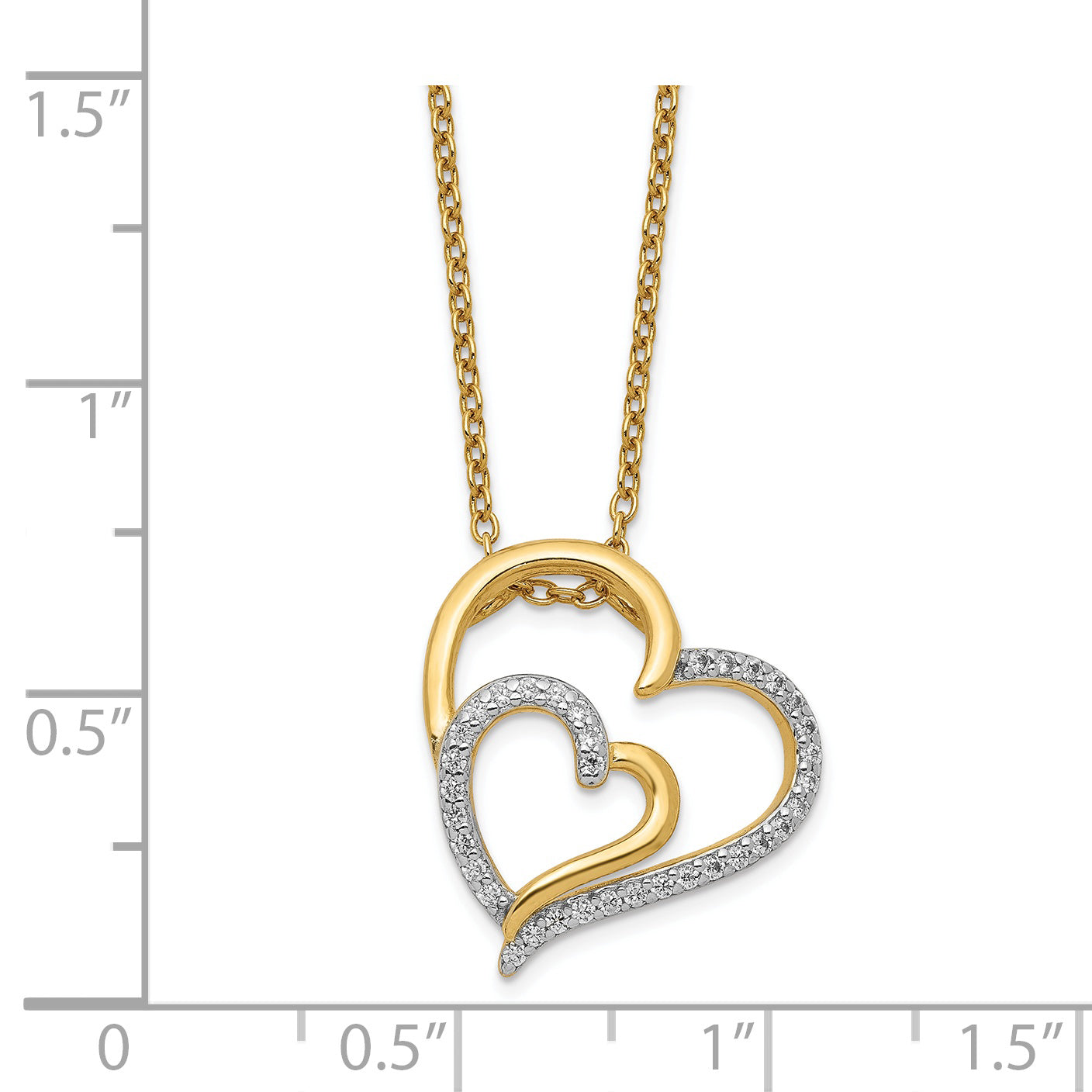 Cheryl 18 Gold-Plated Sterling Silver Double Heart CZ Necklace