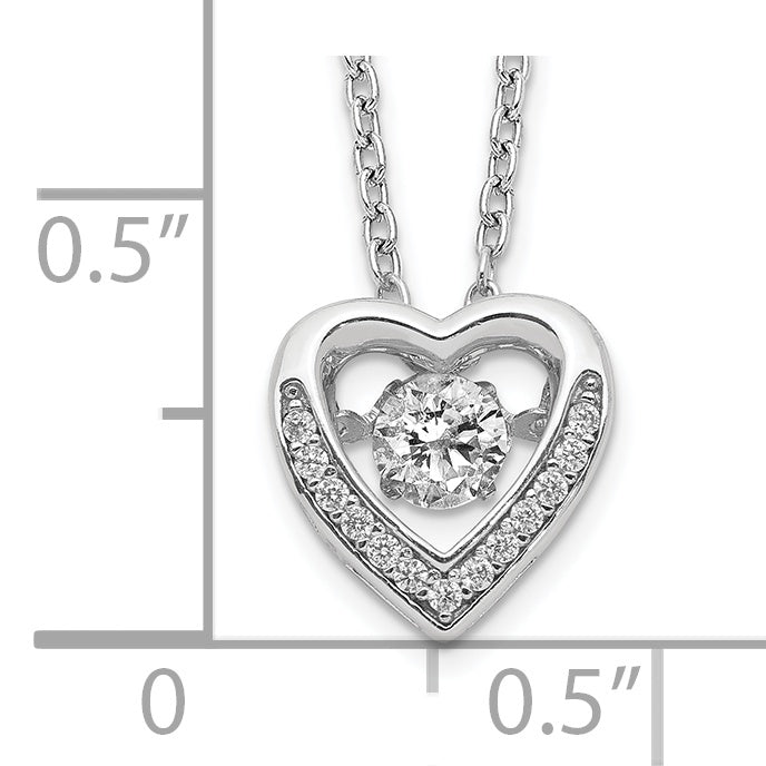 Cheryl Sterling Silver 18 Polished CZ Heart Necklace Rhodium-Plated Elegance Secondary image
