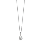 Sophia Jewelers Sterling Silver CZ Teardrop Necklace with Rhodium Polish