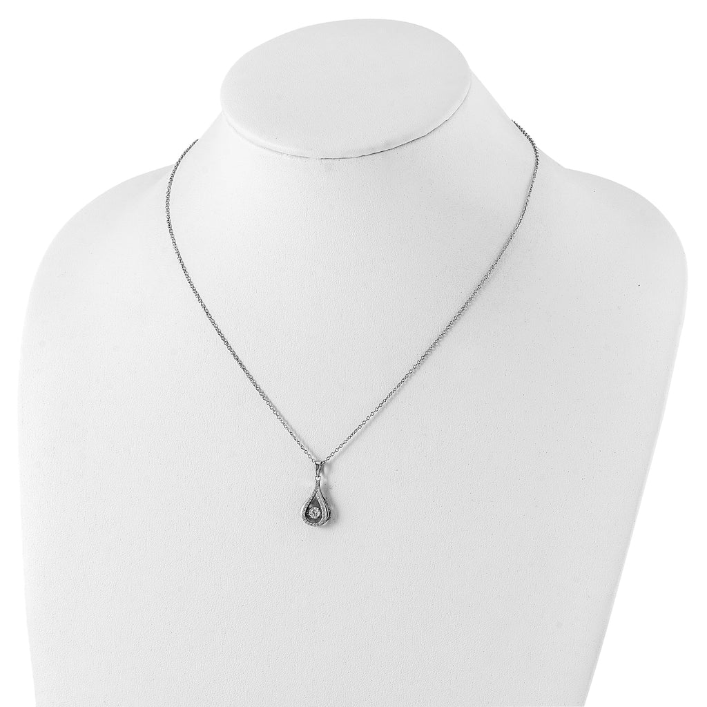 Sophia Jewelers Sterling Silver CZ Teardrop Necklace with Rhodium Polish