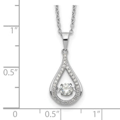 Sophia Jewelers Sterling Silver CZ Teardrop Necklace with Rhodium Polish