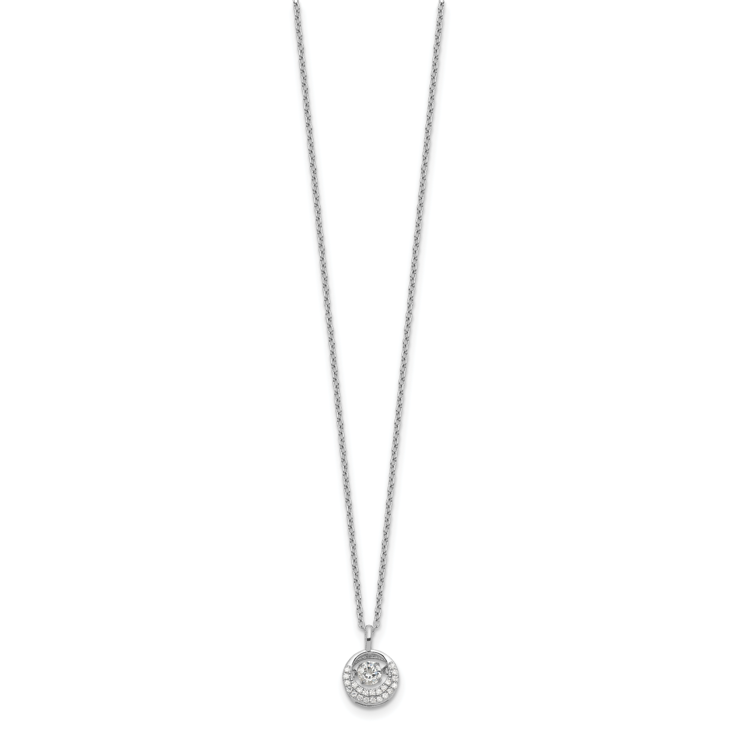 Sophia Jewelers Sterling Silver CZ Circle Necklace with Rhodium Finish, Gift Ready Secondary image