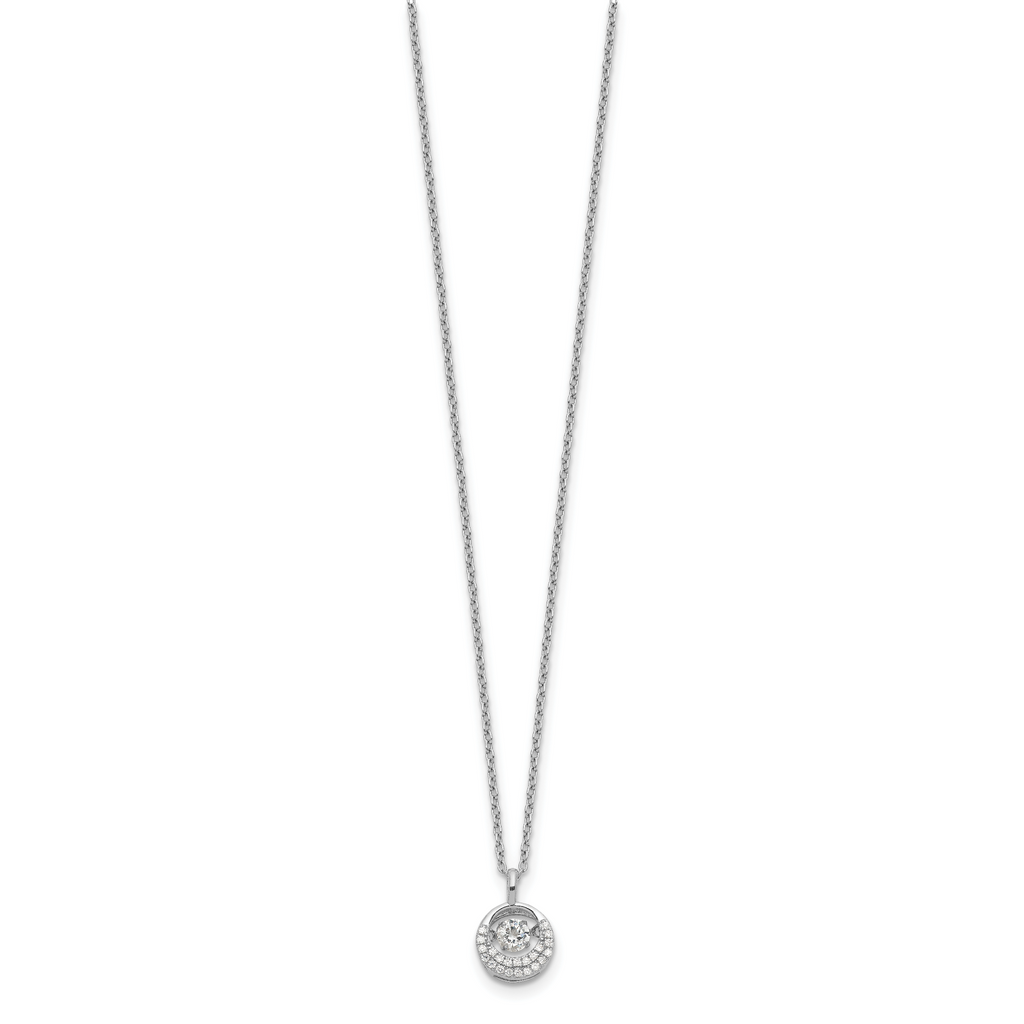 Sophia Jewelers Sterling Silver CZ Circle Necklace with Rhodium Finish, Gift Ready