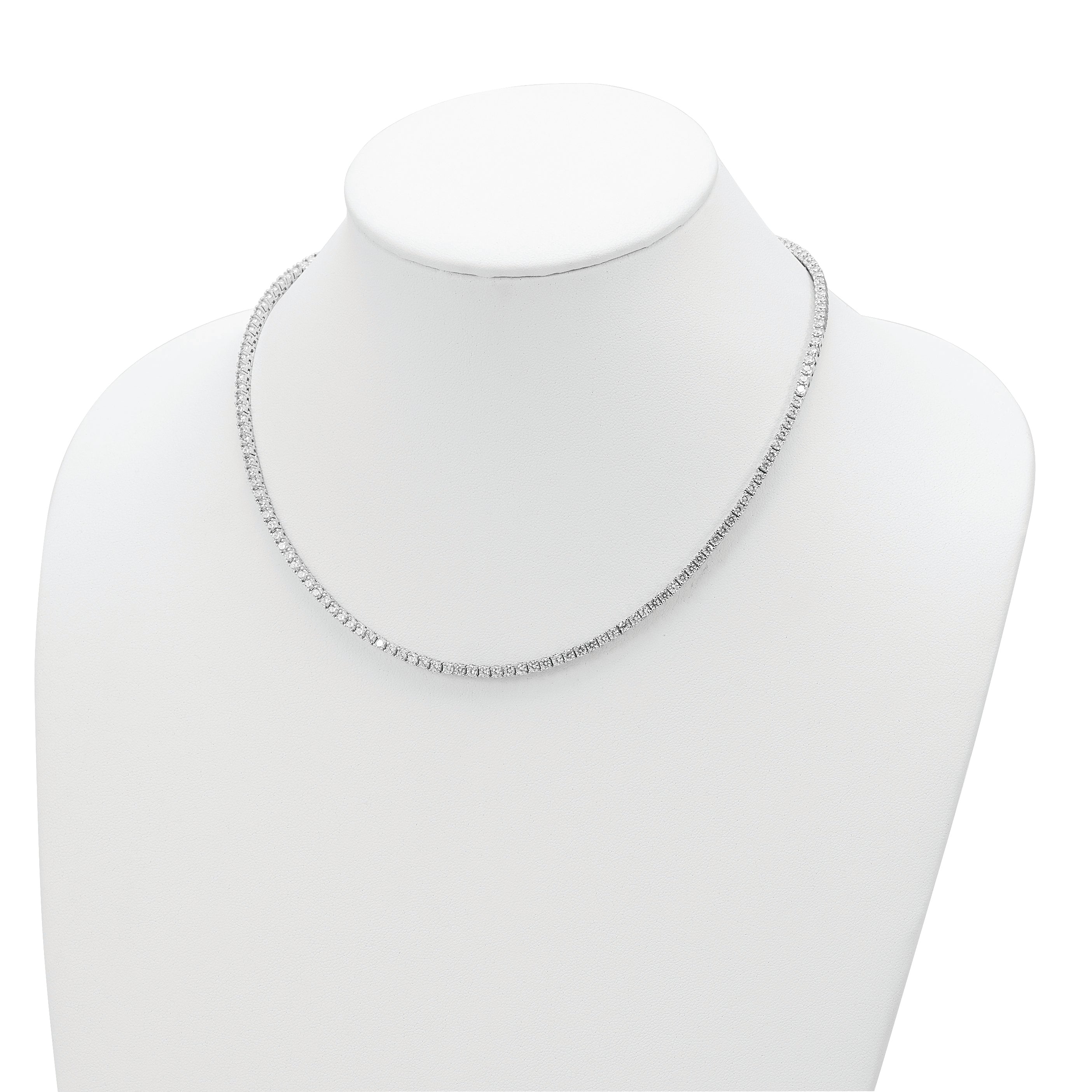 Cheryl 925 Sterling Silver CZ Necklace with Rhodium Plating, Elegant Design