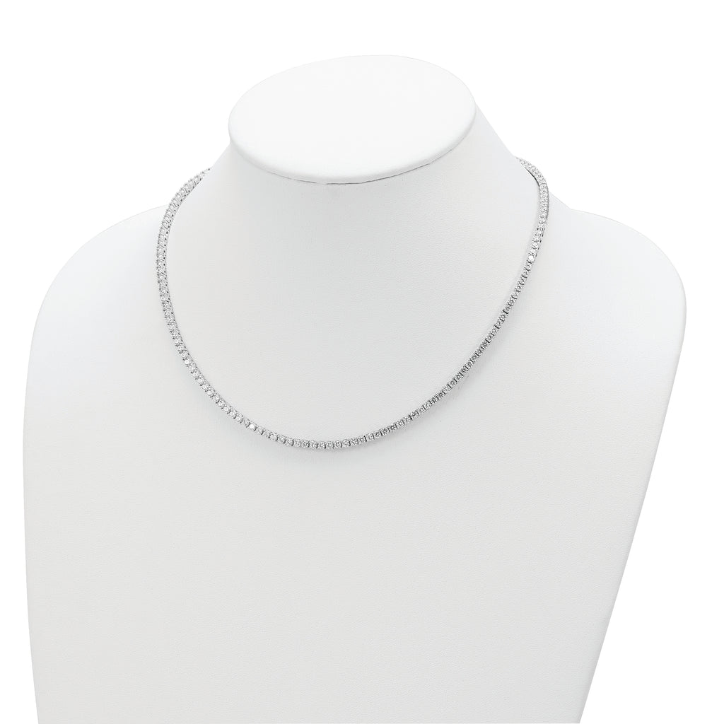 Cheryl 925 Sterling Silver CZ Necklace with Rhodium Plating, Elegant Design
