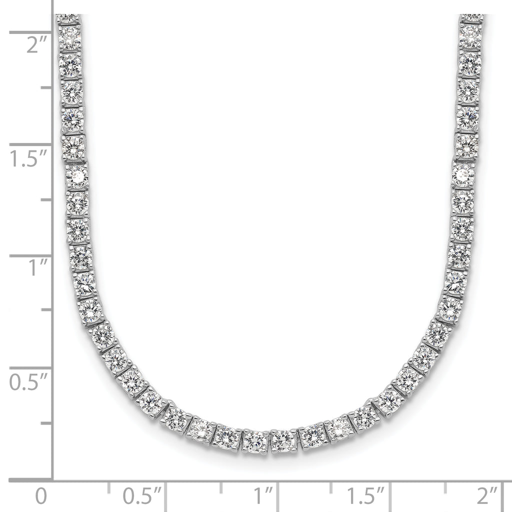 Cheryl 925 Sterling Silver CZ Necklace with Rhodium Plating, Elegant Design