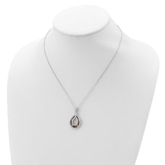 Cheryl Sterling Silver Multi-color CZ Teardrop Necklace, Polished and Gift Ready