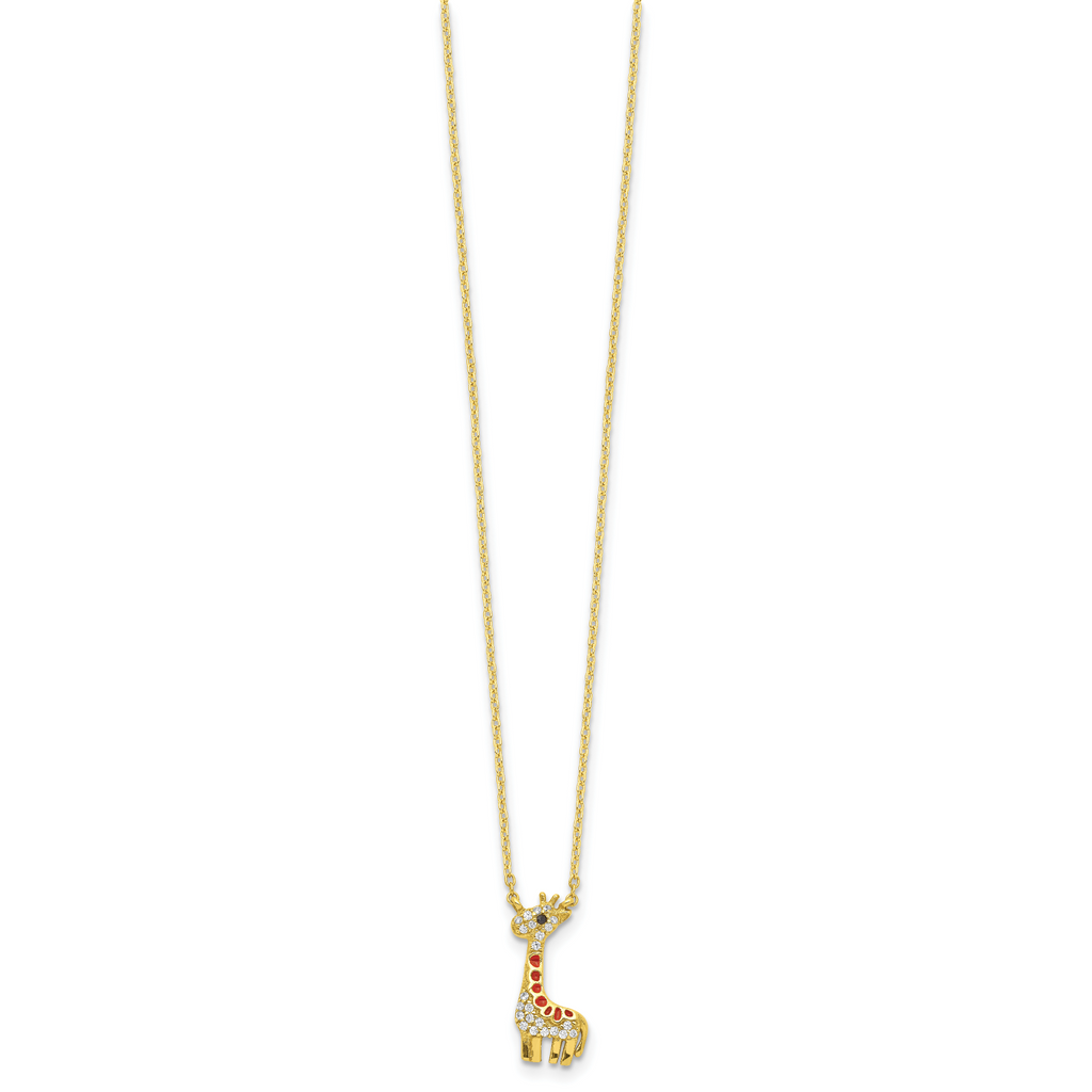 Cheryl Sterling Silver Gold-Plated CZ Giraffe Necklace Elegant Gift Ready Design