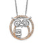 Cheryl M Sterling Silver Rhodium-plated and Rose Gold-plated Brilliant-cut CZ Owls Circle 18.25 Inch Necklace