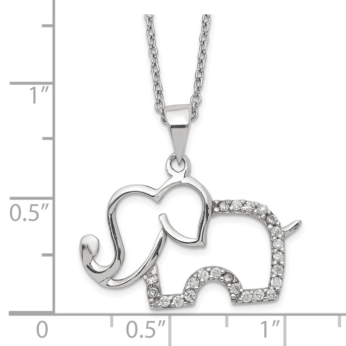 Cheryl Sterling Silver CZ Elephant Necklace with Polished Rhodium Finish Secondary image