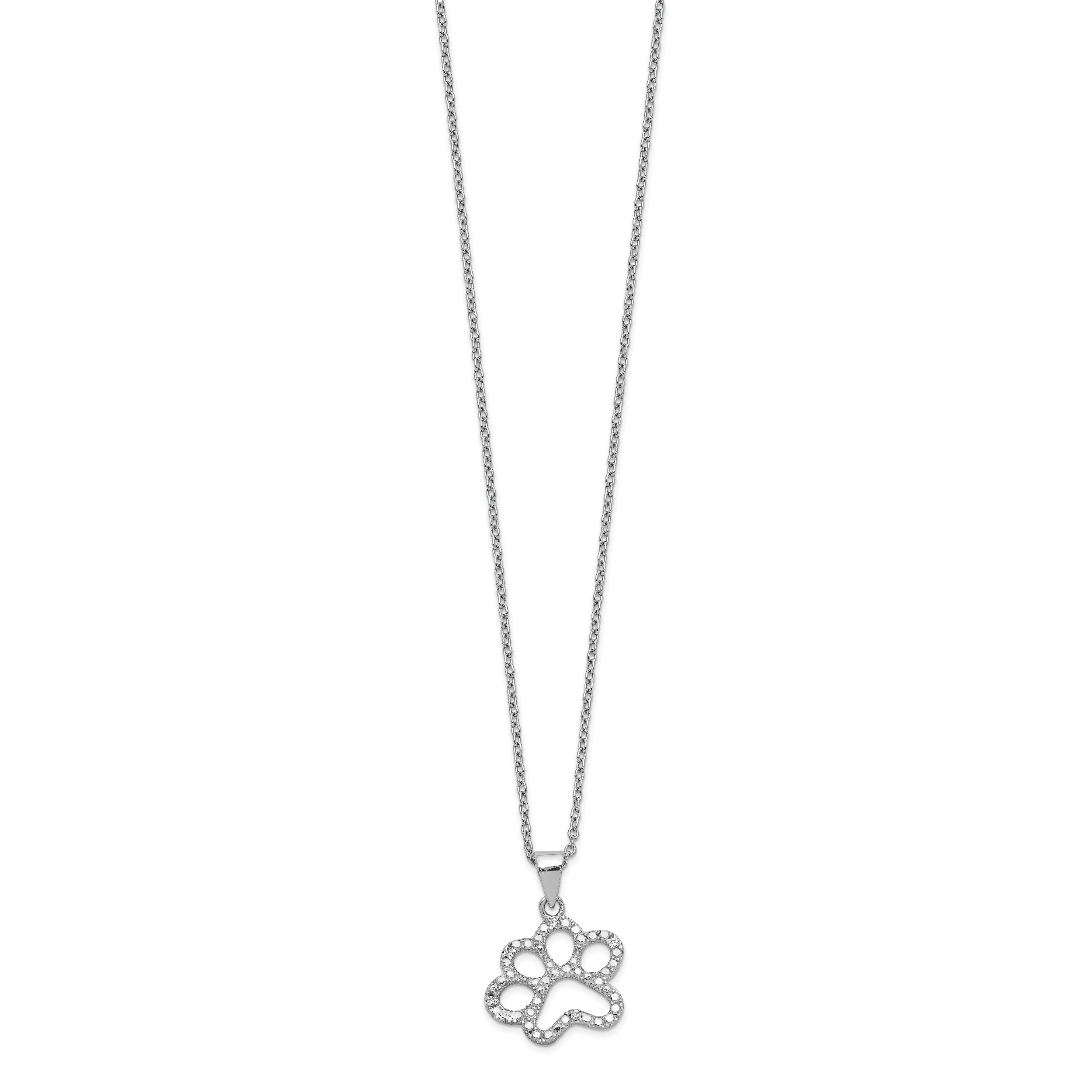 Cheryl M Sterling Silver Rhodium-plated Brilliant-cut CZ Paw 18.25 Inch Necklace