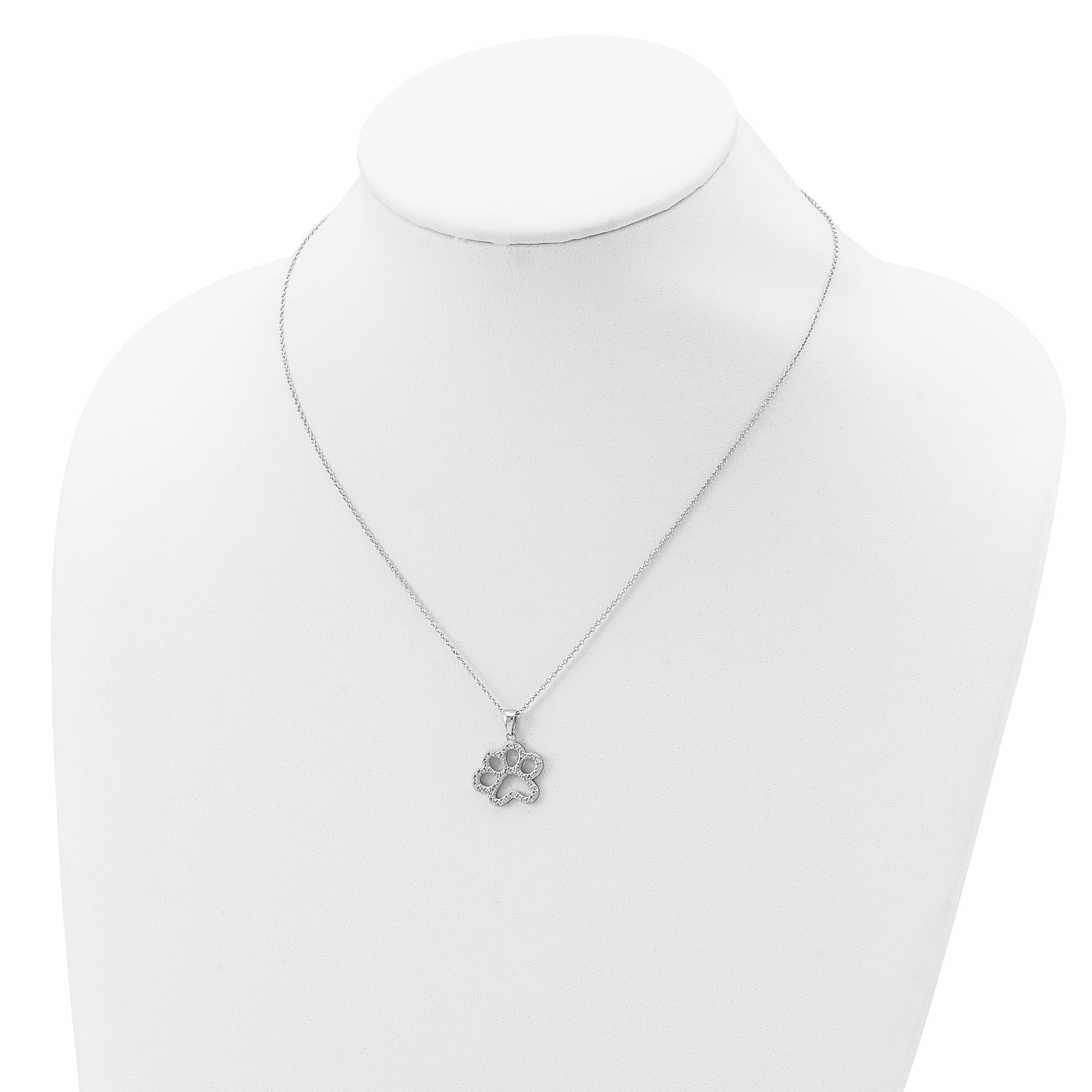 Cheryl M Sterling Silver Rhodium-plated Brilliant-cut CZ Paw 18.25 Inch Necklace