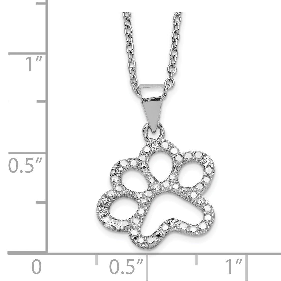 Cheryl M Sterling Silver Rhodium-plated Brilliant-cut CZ Paw 18.25 Inch Necklace