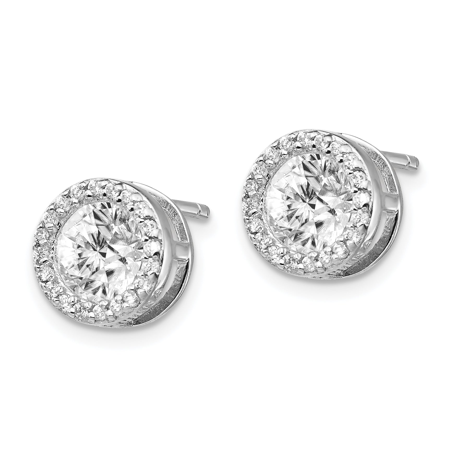 Cheryl 925 Sterling Silver Halo CZ Earrings with Rhodium Finish