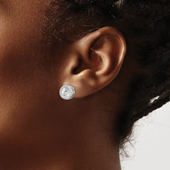 **Cheryl 925 Sterling Silver Halo CZ Earrings with Rhodium Finish**