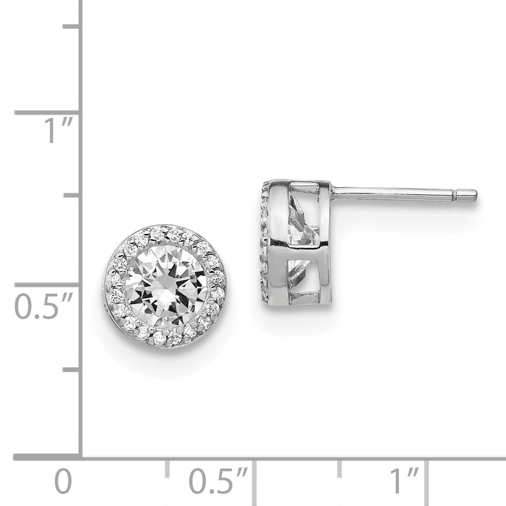 Cheryl 925 Sterling Silver Halo CZ Earrings with Rhodium Finish