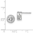 Cheryl 925 Sterling Silver Halo CZ Earrings with Rhodium Finish