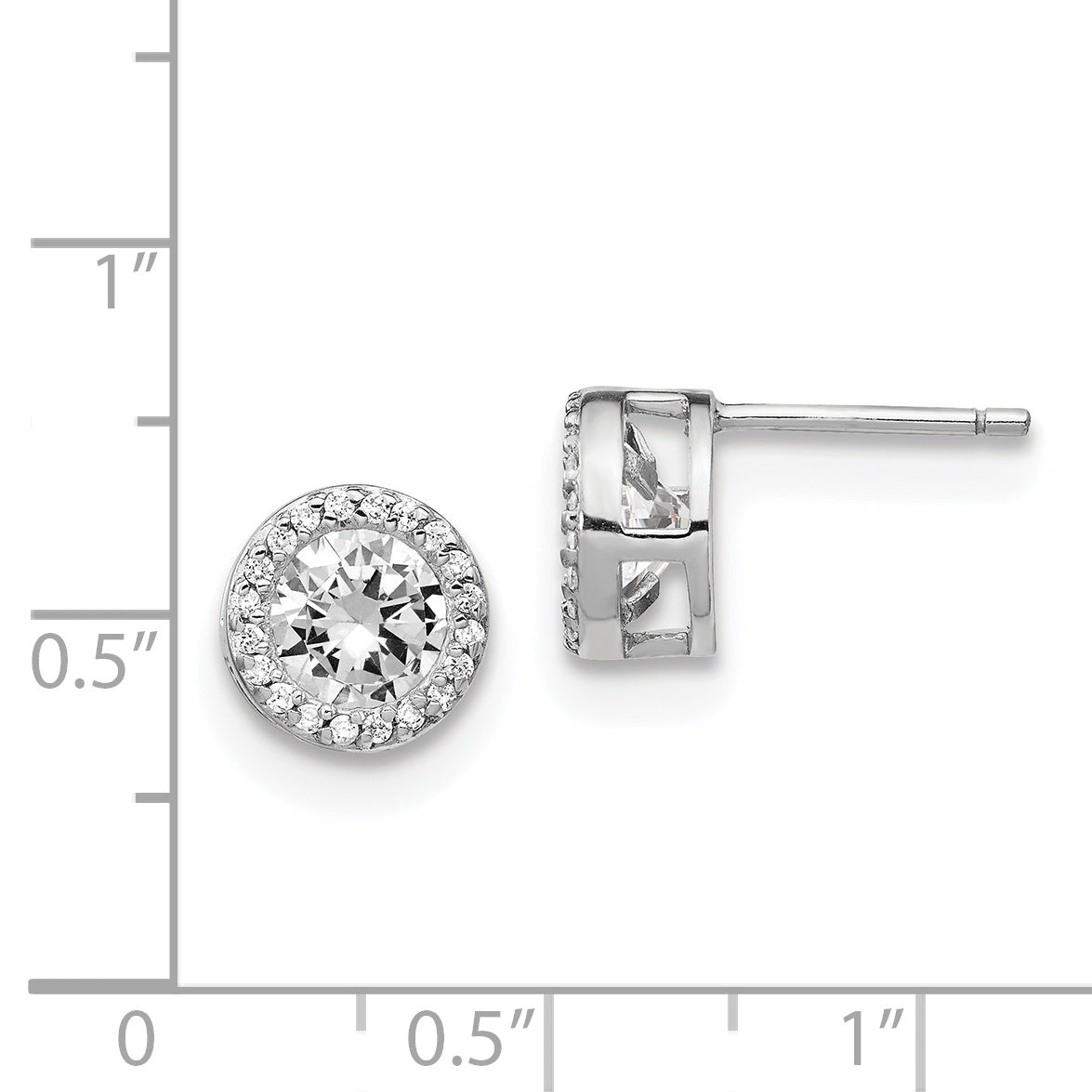 Cheryl 925 Sterling Silver Halo CZ Earrings with Rhodium Finish