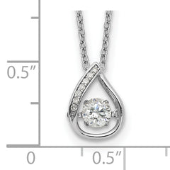Sophia Jewelers Sterling Silver CZ Teardrop Necklace with Polished Rhodium Finish