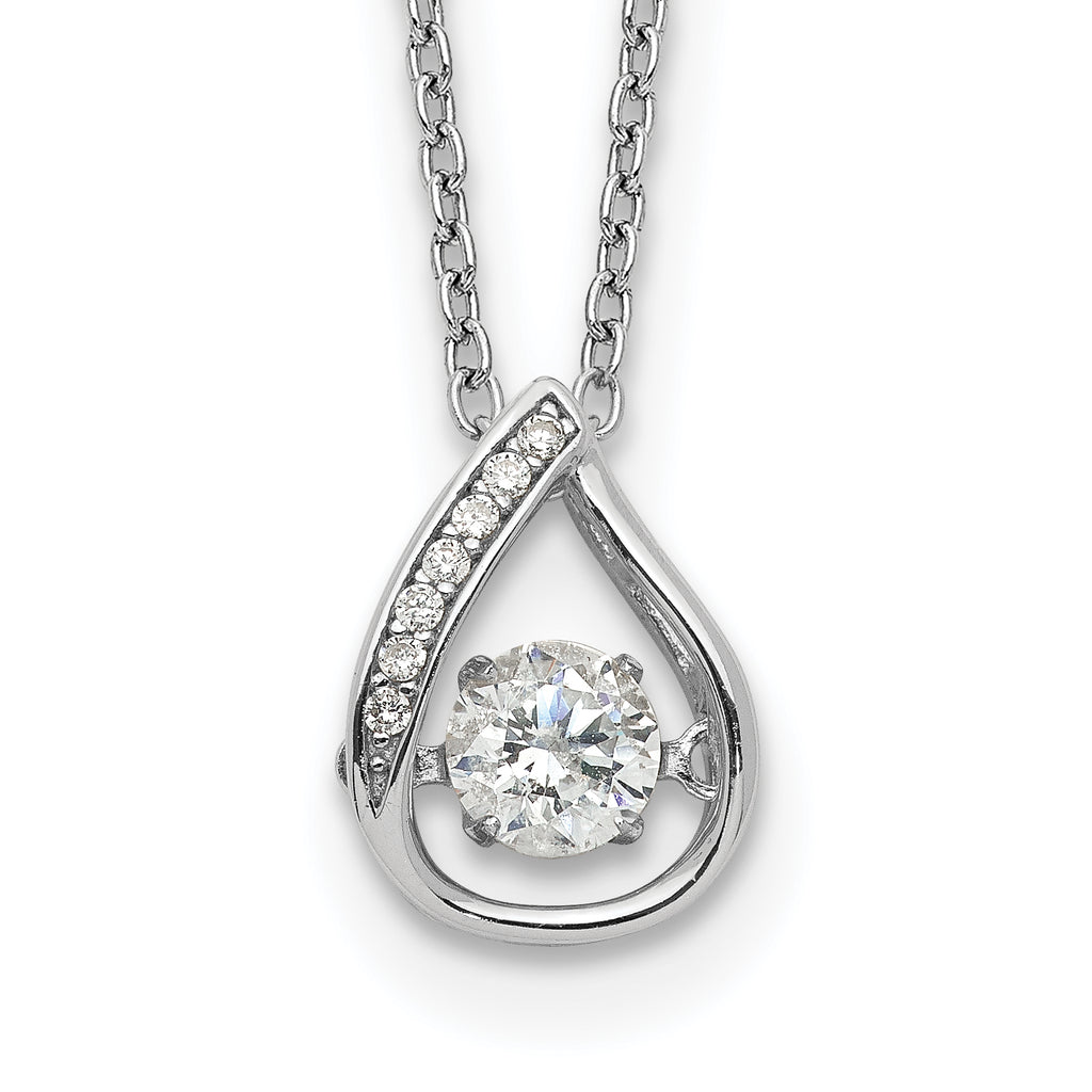 Cheryl M Sterling Silver Rhodium-plated Brilliant-cut Vibrant CZ Teardrop 18 Inch Necklace
