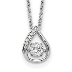 Cheryl M Sterling Silver Rhodium-plated Brilliant-cut Vibrant CZ Teardrop 18 Inch Necklace