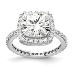 Cheryl M Sterling Silver Rhodium-plated Rose-cut and Brilliant-cut CZ Square Halo Ring