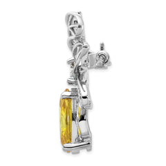 Cheryl M Sterling Silver Rhodium-plated Brilliant-cut Yellow and White CZ Bee Pin