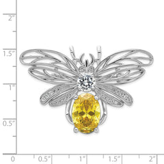 Cheryl M Sterling Silver Rhodium-plated Brilliant-cut Yellow and White CZ Bee Pin