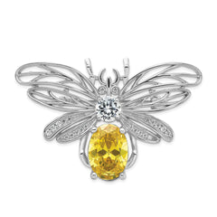 Cheryl M Sterling Silver Rhodium-plated Brilliant-cut Yellow and White CZ Bee Pin