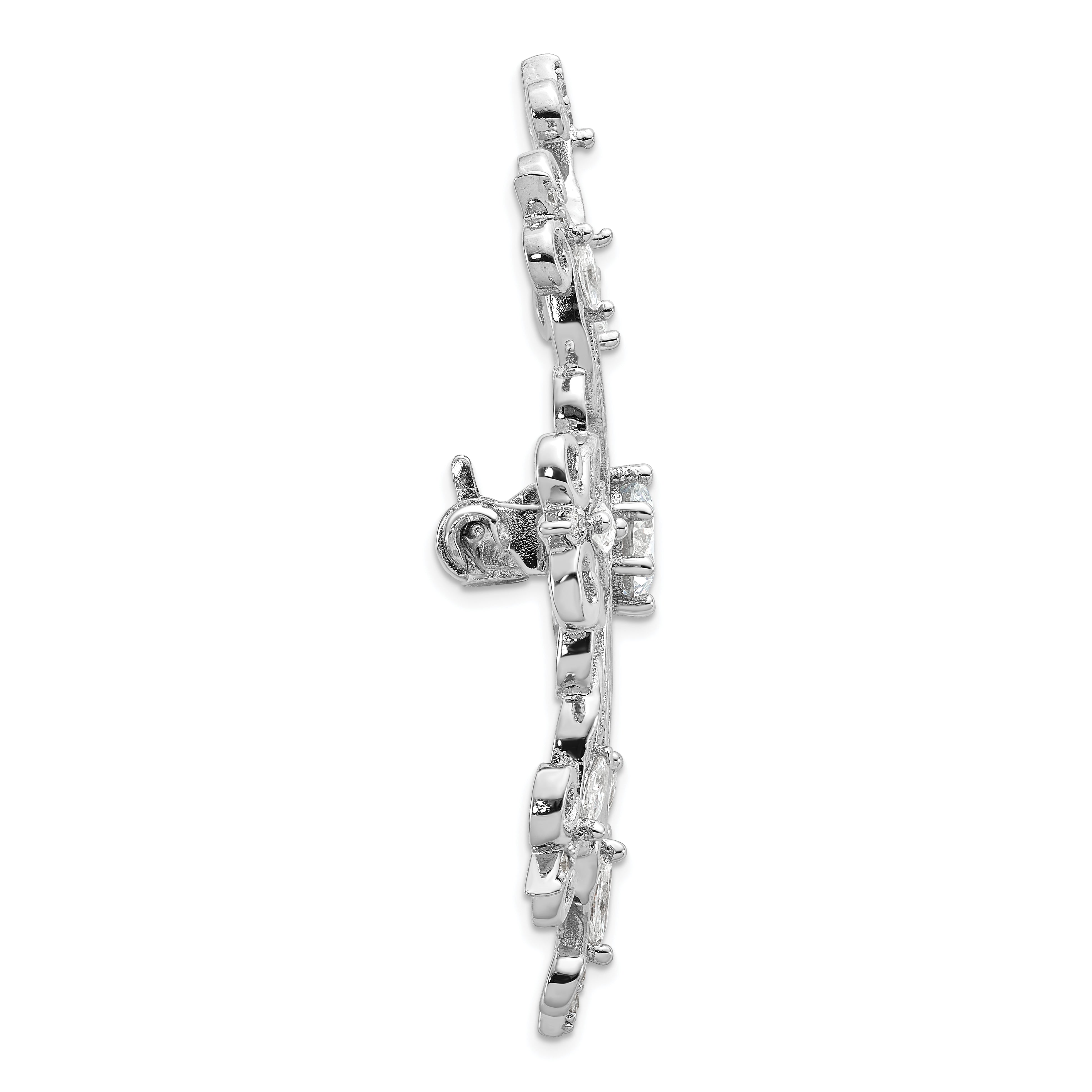 Cheryl M Sterling Silver Rhodium-plated Brilliant-cut & Marquise-cut CZ Snowflake Pin