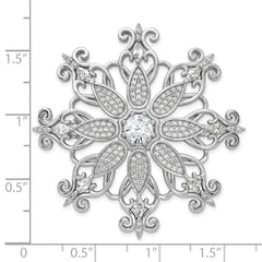 Cheryl M Sterling Silver Rhodium-plated Brilliant-cut & Marquise-cut CZ Snowflake Pin