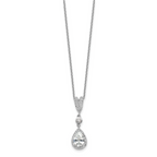 Cheryl M Sterling Silver Rhodium-plated Brilliant-cut CZ Teardrop and Bezel Halo 18 Inch Necklace