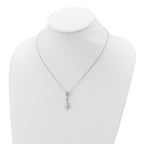 Cheryl M Sterling Silver Rhodium-plated Brilliant-cut CZ Teardrop and Bezel Halo 18 Inch Necklace