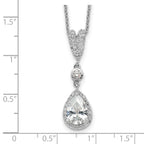 Cheryl M Sterling Silver Rhodium-plated Brilliant-cut CZ Teardrop and Bezel Halo 18 Inch Necklace
