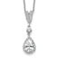 Cheryl M Sterling Silver Rhodium-plated Brilliant-cut CZ Teardrop and Bezel Halo 18 Inch Necklace