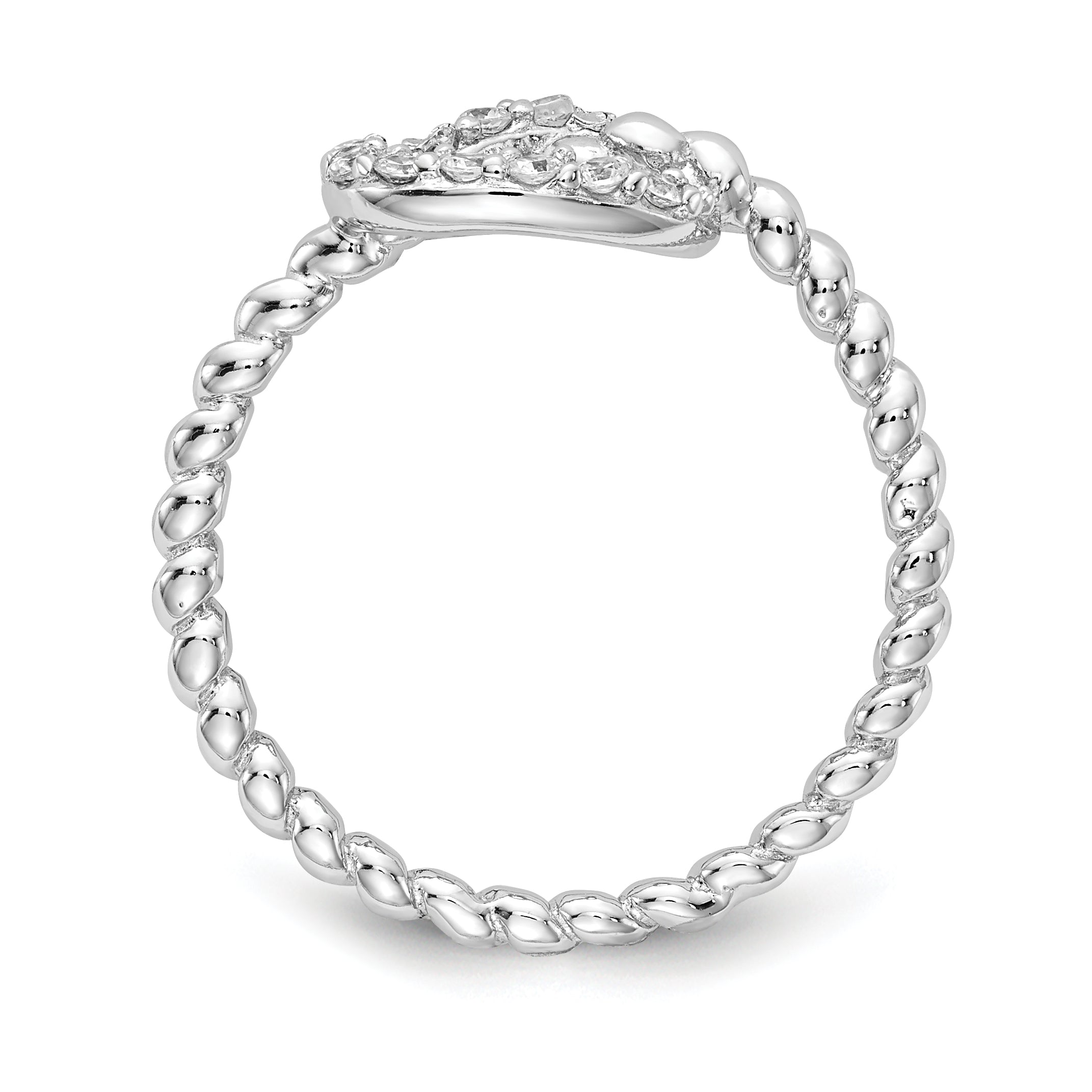 Cheryl M Sterling Silver Rhodium-plated Brilliant-cut CZ Knot Ring Secondary image