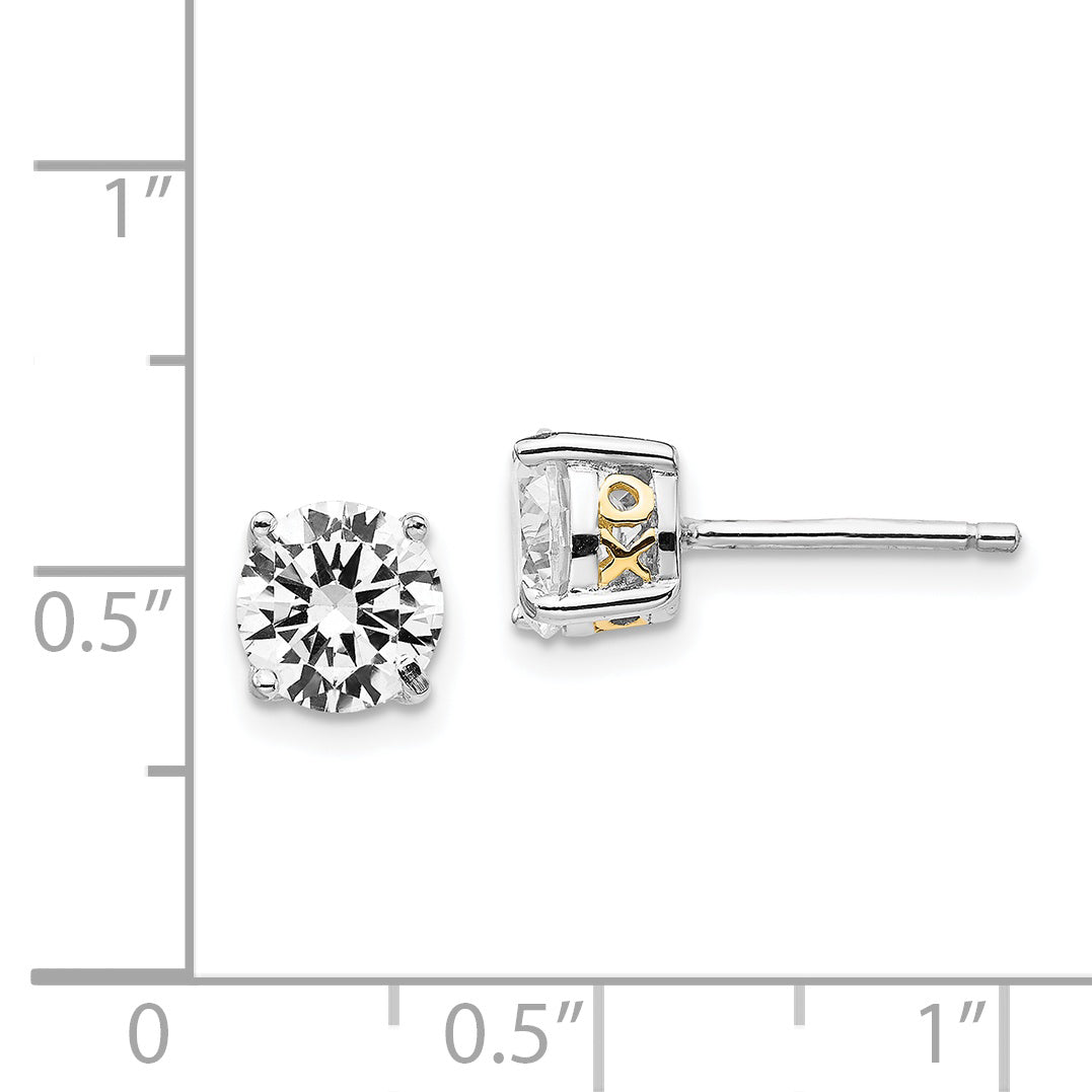 925 Sterling Silver XO CZ Stud Earrings with Gold Accents, Gift Ready