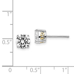 Cheryl M Sterling Silver Rhodium-plated with Gold-plated Accent XO Brilliant-cut 6.5mm CZ Stud Post Earrings