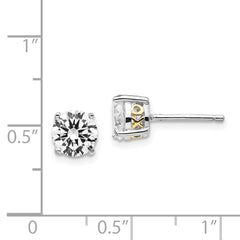925 Sterling Silver XO CZ Stud Earrings with Gold Accents, Gift Ready