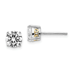 Cheryl M Sterling Silver Rhodium-plated with Gold-plated Accent XO Brilliant-cut 6.5mm CZ Stud Post Earrings