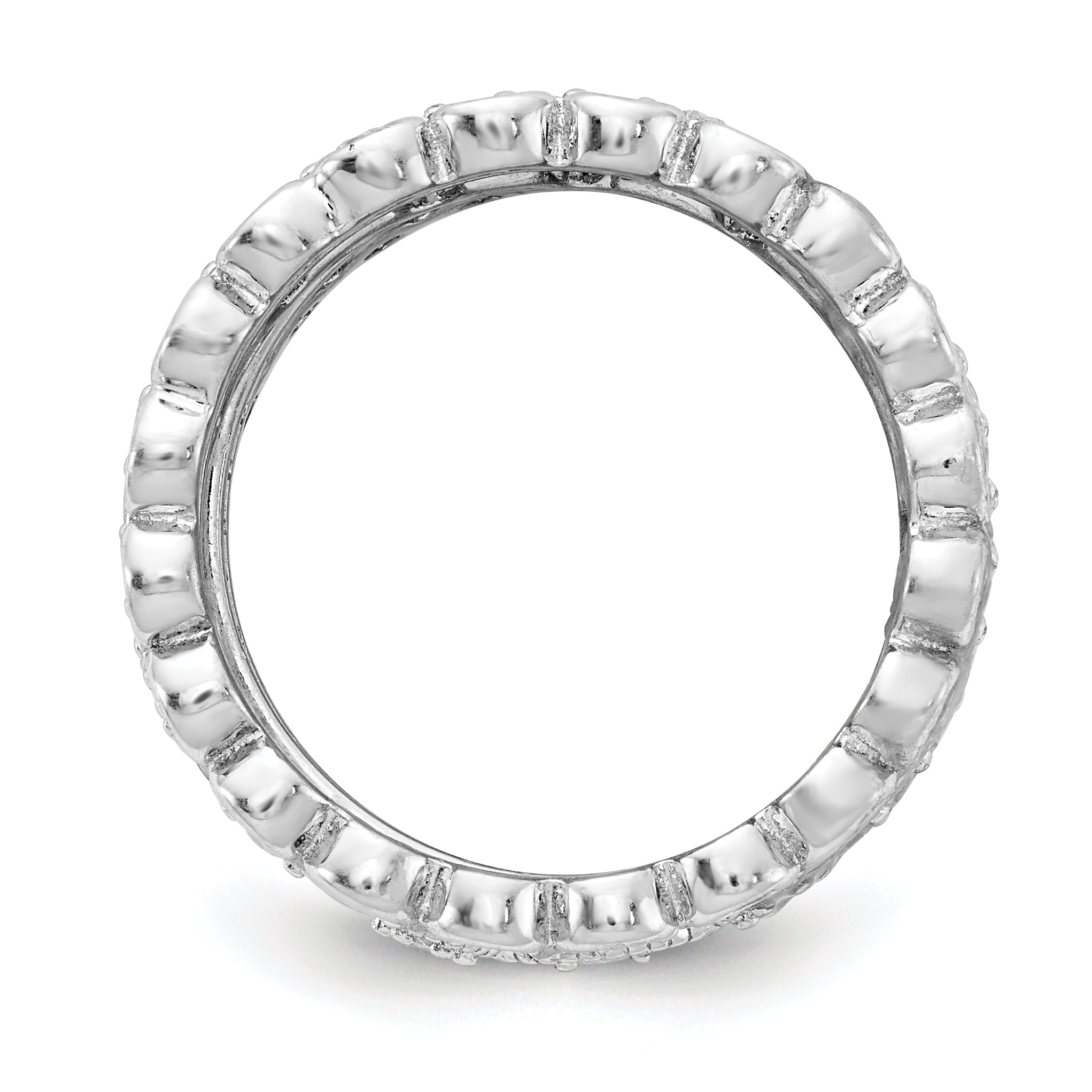 Cheryl M Sterling Silver Rhodium-plated Brilliant-cut CZ 5 Piece Eternity Ring Set Secondary image
