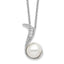 Cheryl M Sterling Silver Rhodium-plated Freshwater Cultured Pearl and Brilliant-cut CZ Swirl 18 Inch Necklace